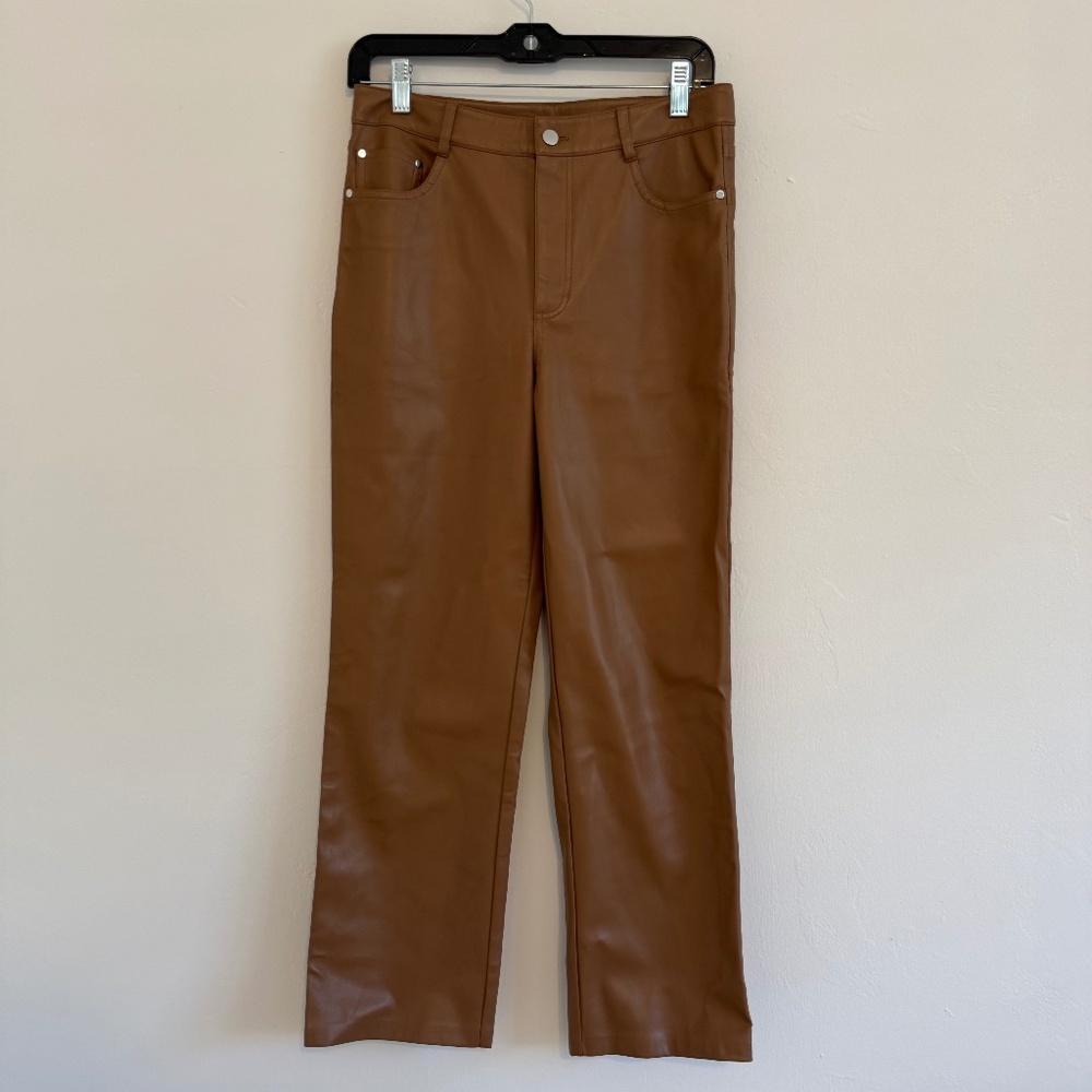*Cami NYC Womens Hanie Caramel Brown Cropped Bootcut Vegan Leather Pants - Picture 3 of 14